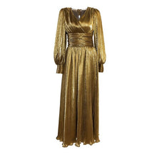 Load image into Gallery viewer, V Neck Lantern Sleeve High Waist Side Split